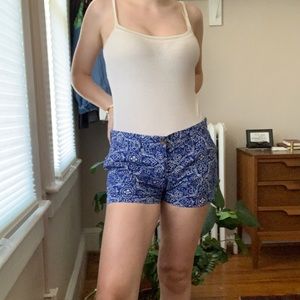 Blue & White Patterned Shorts